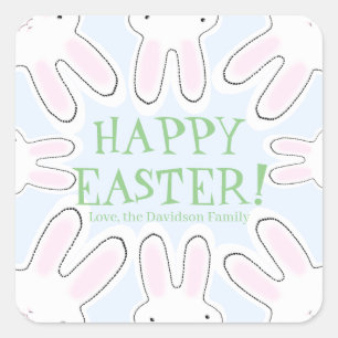 Happy Easter bleek blauw groene aangepaste schatti Vierkante Sticker