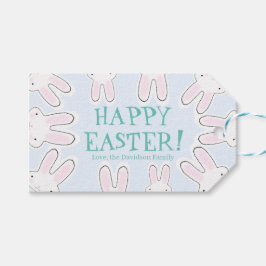 Happy Easter bleek blauw leuk grappig piekerkonijn Cadeaulabel