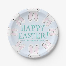 Happy Easter bleek blauw schattige piepende broodj Papieren Bordje
