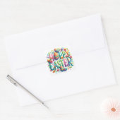 Happy Easter Bloemen Groet Springtime Fun Vierkante Sticker (Envelop)