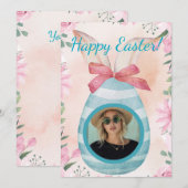 Happy Easter - blue egg with photo option  Kaart (Voorkant / Achterkant)
