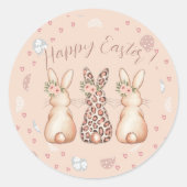 Happy Easter Blush Bunny Ronde Sticker (Voorkant)