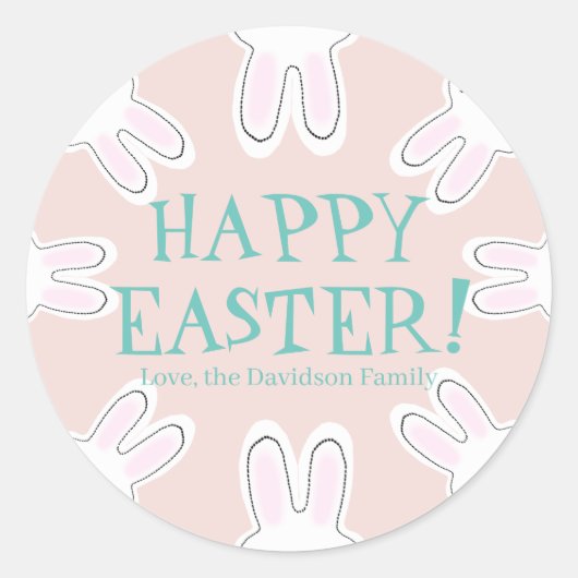 Happy Easter blush roze aangepaste schattige brood Ronde Sticker (Voorkant)