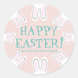 Happy Easter blush roze aangepaste schattige brood Ronde Sticker