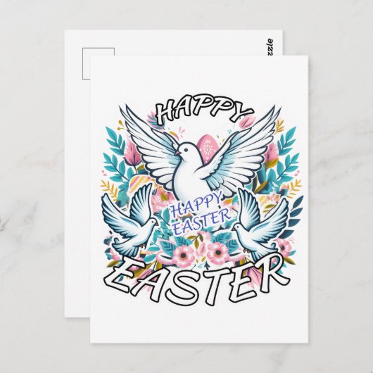 Happy Easter Briefkaart (Voorkant / Achterkant)