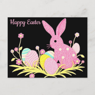 Happy Easter Briefkaart met Schattigee roze konijn
