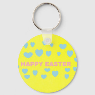 Happy Easter bright yellow blue harts Sleutelhanger