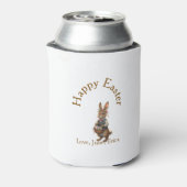 Happy Easter brown bunny with eggs love add name Blikjeskoeler (Blikje Achterkant)