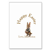 Happy Easter brown bunny with eggs love add name  Kaart (Achterkant)