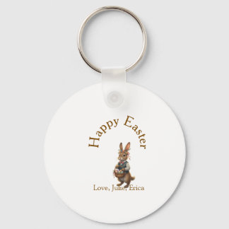 Happy Easter brown bunny with eggs love add name  Sleutelhanger