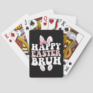Happy Easter Bruh Bro Bunny Egg Hunt Groovy Retro Pokerkaarten