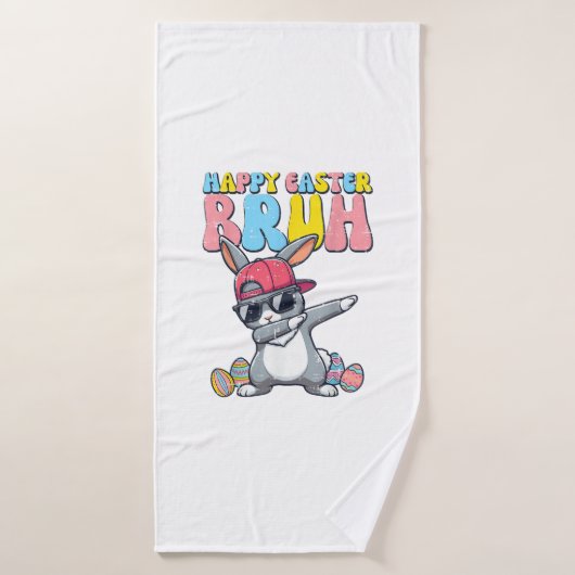 Happy Easter Bruh Bunny Dab Rabbit Dance Boys Kids Badhanddoek (Badhanddoek)
