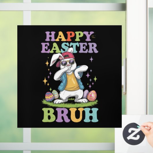 Happy Easter Bruh Grappig Dabbing Bunny Konijn Bro Raamsticker (Huis)