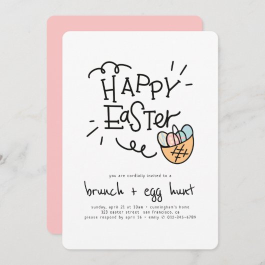 Happy Easter Brunch en Egg Hunt Kaart (Voorkant / Achterkant)