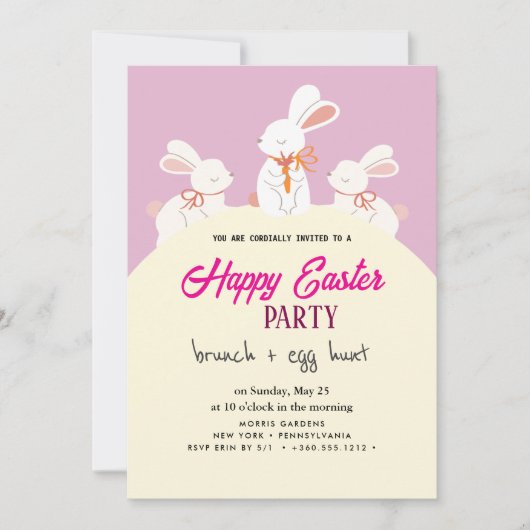 Happy Easter Brunch en Egg Hunt Uitnodiging (Voorkant)