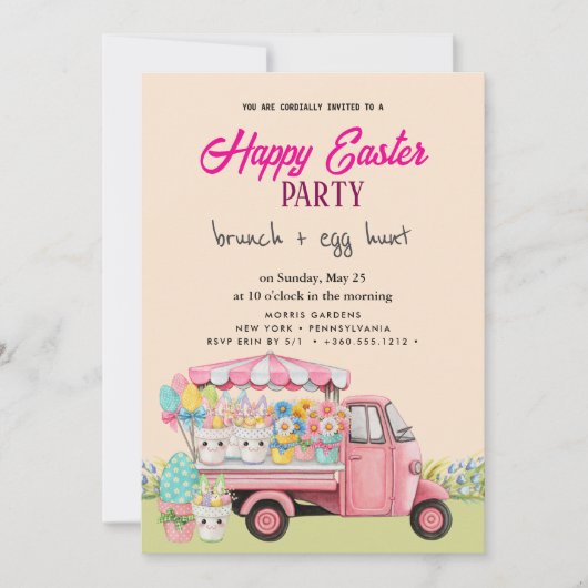 Happy Easter Brunch en Egg Hunt Uitnodiging (Voorkant)