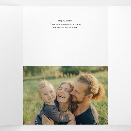 Happy Easter Brusch Script Multi Photo Drieluik Wenskaart (Binnenkant midden)