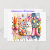 Happy Easter Brush Stroke Briefkaart (Voorkant / Achterkant)