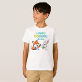 Happy Easter Buddy Cute Bunny and Fox Kids T-Shirt (Devant entier)