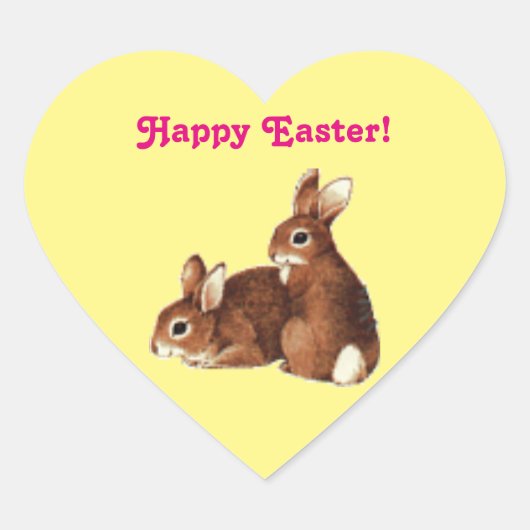 Happy Easter Bunnies Hart Sticker (Voorkant)