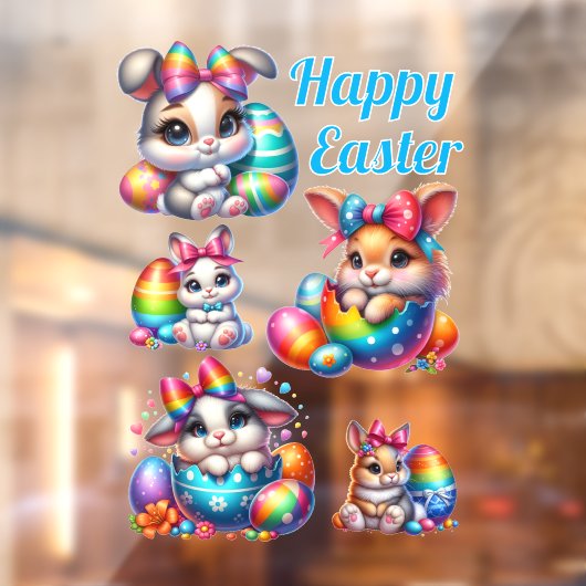Happy Easter Bunnies Raamsticker (Vel 2)
