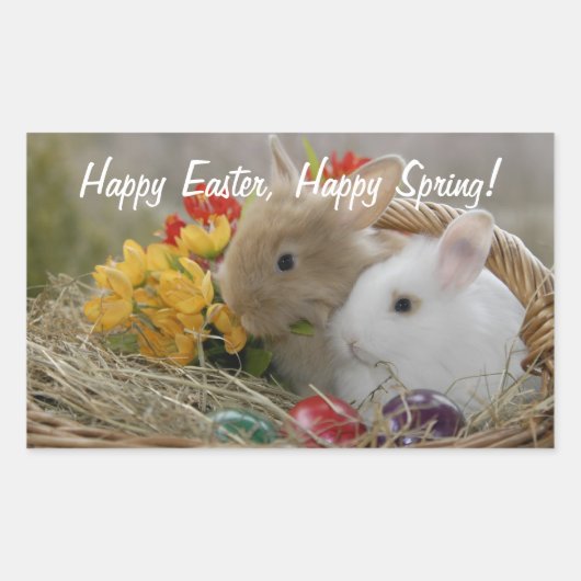 Happy Easter Bunnies Rechthoekige Sticker (Voorkant)