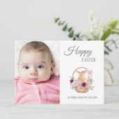 Happy Easter Bunny Basket Foto Feestdagenkaart (Staand voorkant)
