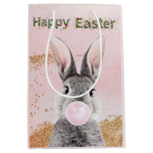 Happy Easter Bunny blaast Pink Bubble Gum Medium Cadeauzakje