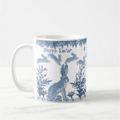 Happy Easter Bunny Blue White Rabbit Pattern Delft Koffiemok (Links)