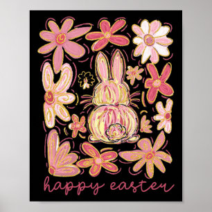 Happy Easter Bunny Boho Easter Coquette Bloemenpin Poster