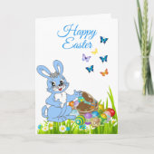 Happy Easter Bunny Boy Personalize Holiday Kaart (Voorkant)