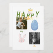 Happy Easter Bunny Chick Egg Foto Feestdagenkaart (Voorkant / Achterkant)