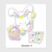 Happy Easter Bunny, Chick en Basket Sticker (Vel)