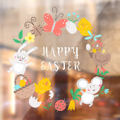 Happy Easter Bunny Chicken Spring Elements Raamsticker (Vel 2)
