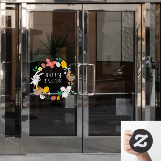 Happy Easter Bunny Chicken Spring Elements Raamsticker (Kantoordeur)