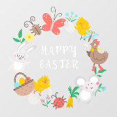 Happy Easter Bunny Chicken Spring Elements Raamsticker (Vel)
