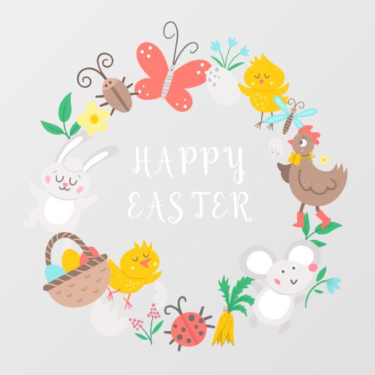Happy Easter Bunny Chicken Spring Elements Raamsticker (Vel)