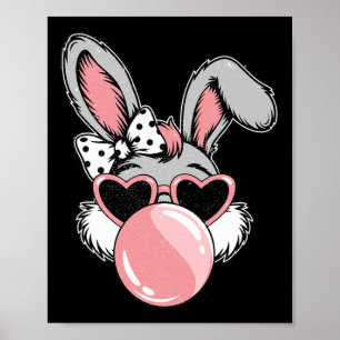 Happy Easter Bunny Coquette Bow Brushstroke Pasen Poster