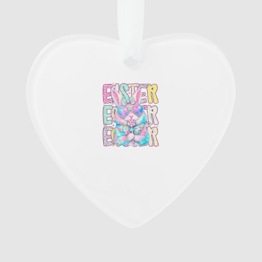 Happy Easter Bunny Coquette Bow Preppy Easter Day Ornament (voorkant)