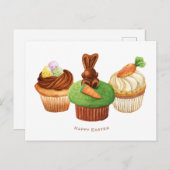 Happy Easter Bunny Cupcakes Holiday Kaart (Voorkant / Achterkant)