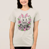 Happy Easter Bunny (donkerroze) Tri-Blend Shirt (Voorkant)