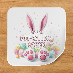 Happy Easter Bunny Ears & Feet Vierkante Sticker