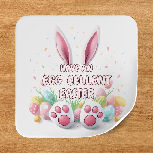 Happy Easter Bunny Ears & Feet Vierkante Sticker