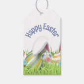 HAPPY EASTER Bunny Ears Gekleurde Eieren Cadeaulabel (Voorkant)