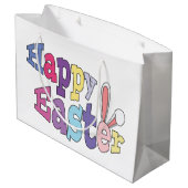 Happy Easter Bunny Ears Gift Bag Groot Cadeauzakje (Achterkant Gekanteld)