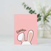 Happy Easter Bunny Ears Pink Briefkaart (Staand voorkant)