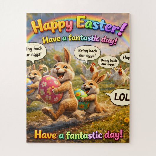 Happy Easter bunny egg heist jigsaw puzzle whimsic (Vertical)