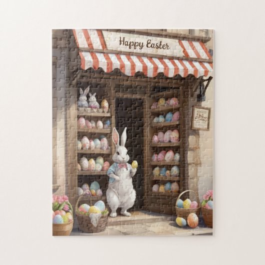Happy Easter Bunny Egg Market Waterverf Legpuzzel (Verticaal)