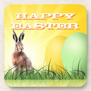 HAPPY EASTER - Bunny & Eggs Drankjes Onderzetter