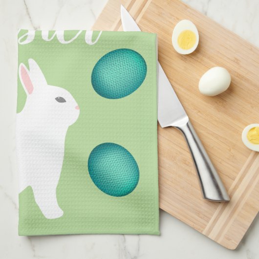 Happy Easter Bunny & Eggs Theedoek (Quarter Fold)